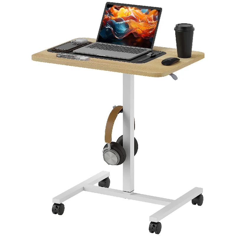 HOMCOM Standing Desk Mobile Overbed Table W/ Wheels For Home Office