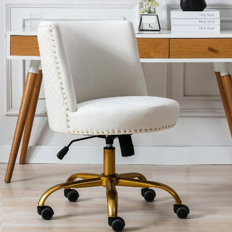 Office Desk Chair, Swivel Accent Chair for Living Room and Bedroom, Modern Tilt Task Chair for Computer Desk, Lvory