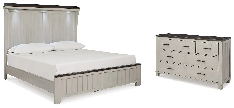 Darborn King Panel Bed with Dresser in Gray/Brown