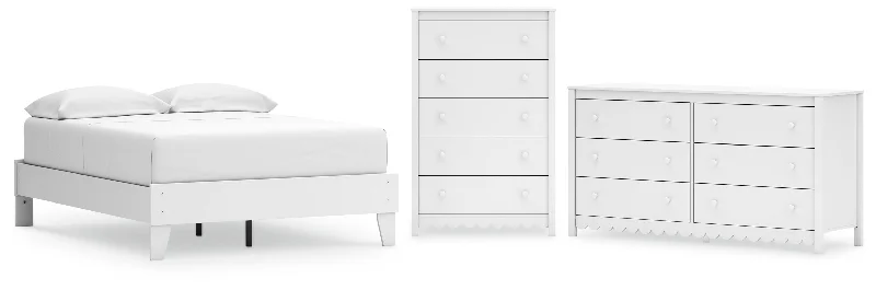 Hallityn Full Platform Bed with Dresser and Chest in White