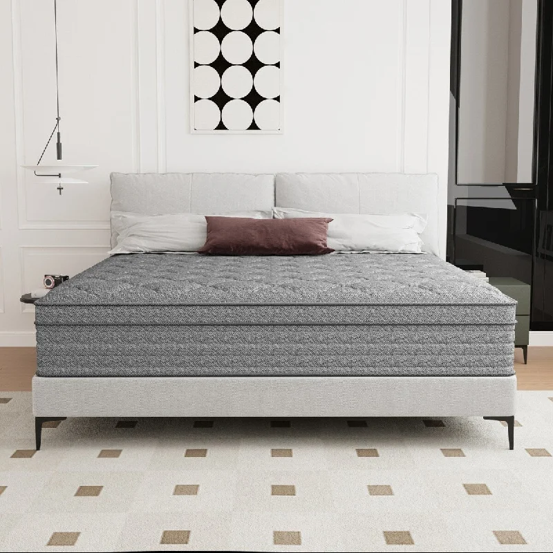 12 Inch Grey Memory Foam Hybrid Mattresses in a Box