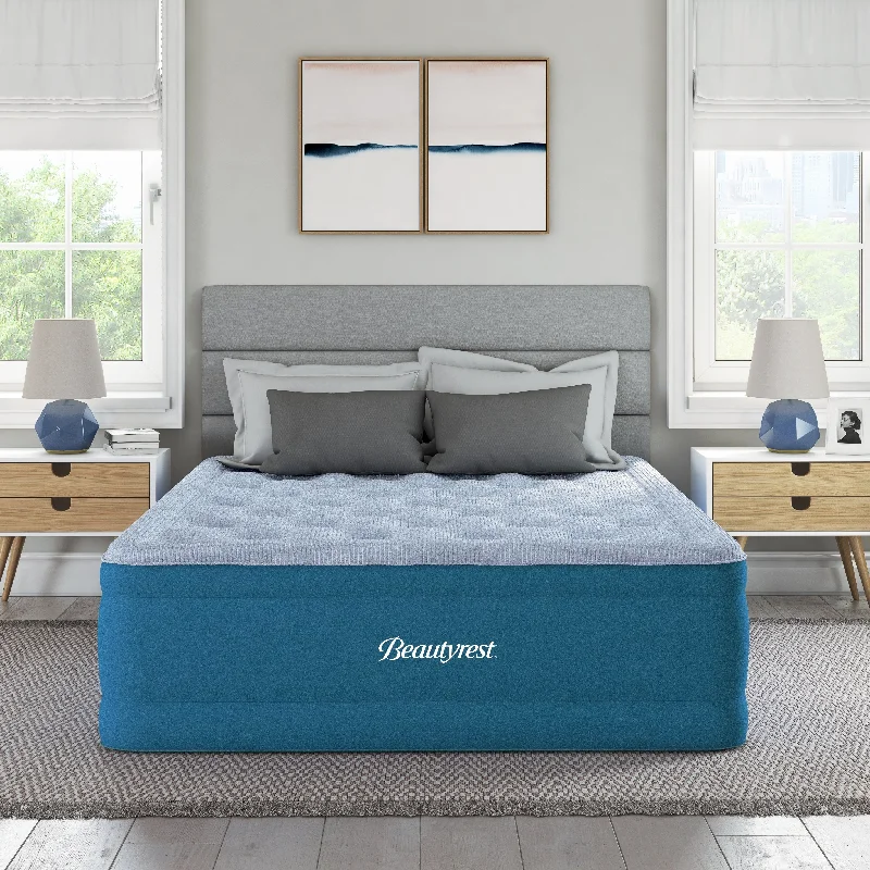 Beautyrest Comfort Plus Air Mattress with Built-in Pump - Inflatable Guest Bed with Plush Cooling Top