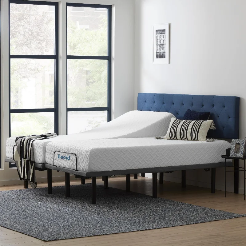 Lucid Comfort Collection 10-inch Gel Memory Foam Mattress and Deluxe Adjustable Bed Set