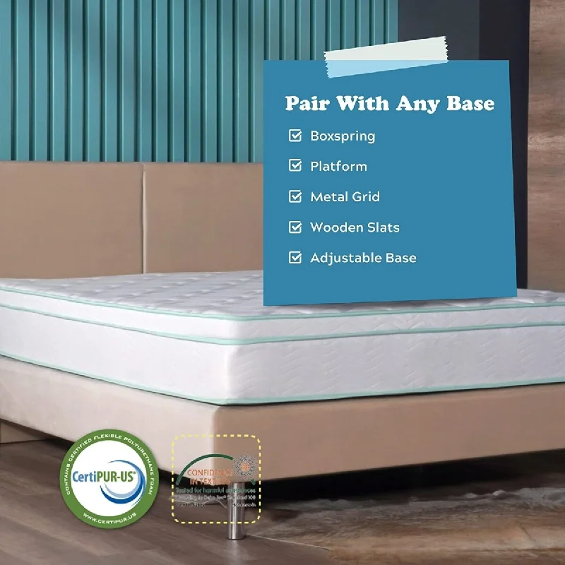 Twin XL Size- 10-inch Cool Gel Memory Foam Innerspring Hybrid Mattress