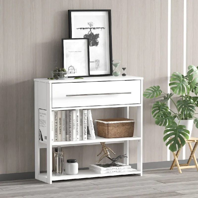 1-Drawer Nightstand Display Cabinet Storage Shelves