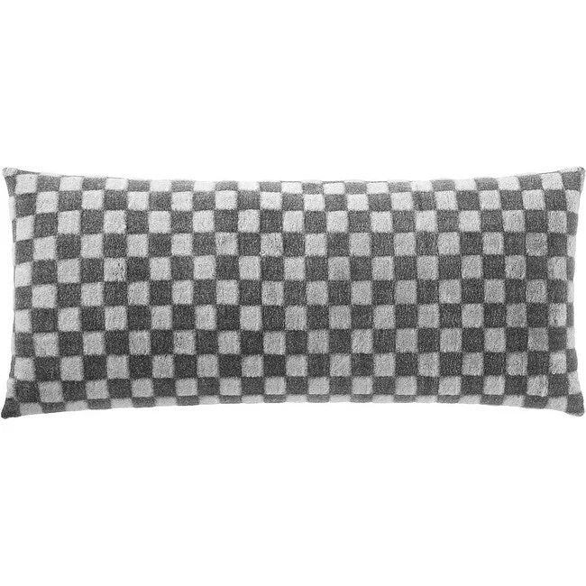 Aeropostale Checkerboard Full Sherpa Body Pillow,Grey,20"x48"