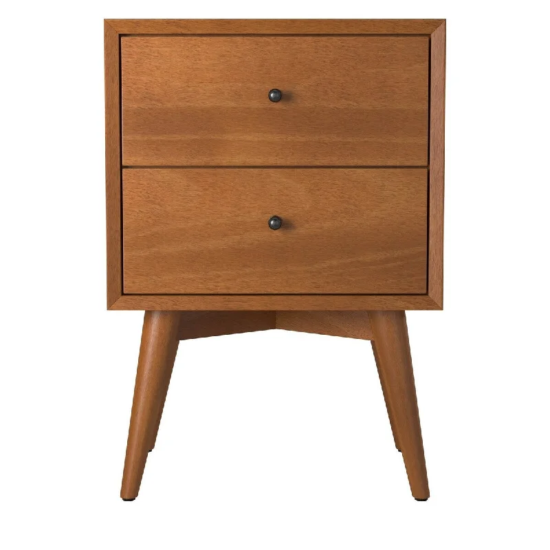 Alpine Furniture Flynn Mid Century Modern 2 Drawer Nightstand - Acorn