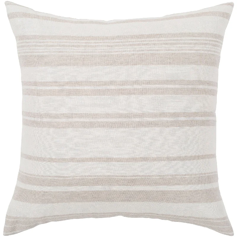 Artistic Weavers Lawson Ivory & Beige Striped Throw Pillow Cover (20" x 20")