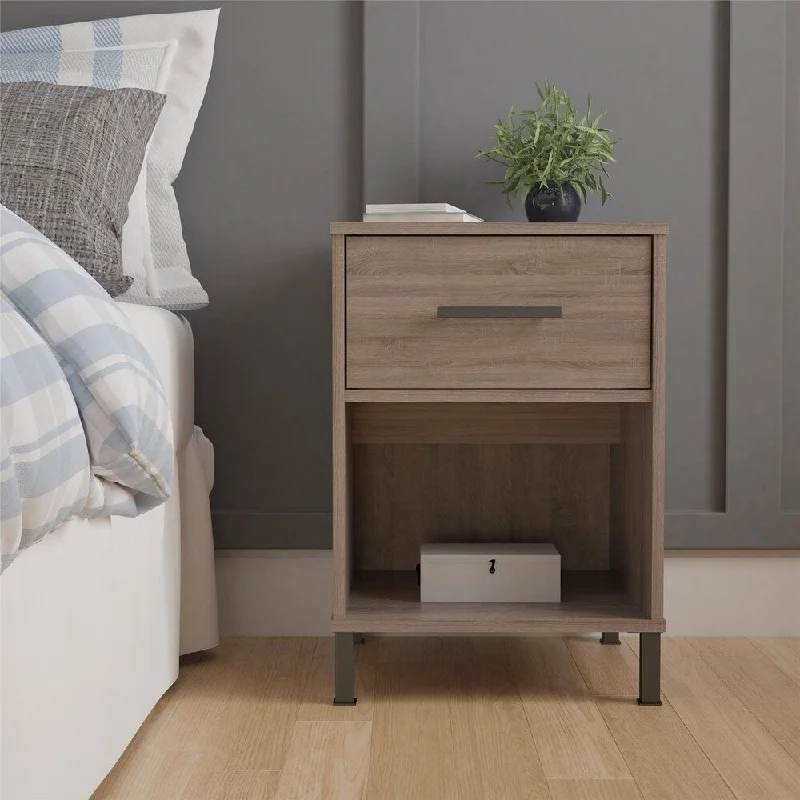 Avenue Greene Harvest Point Distressed Gray Oak Nightstand