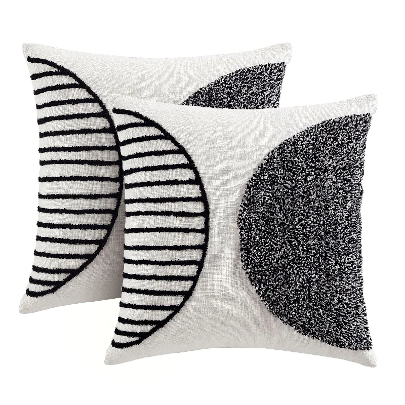 Brielle Home Graham Geometric Textured Throw Pillow, Set of 2