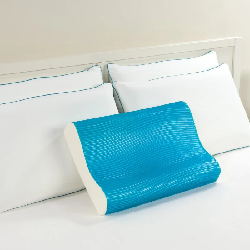 Comfort Memories Blue Wave Memory Foam and Gel Contour Pillow