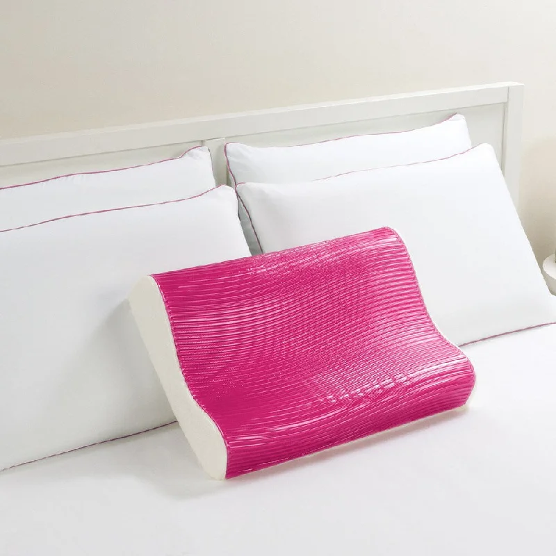 Comfort Memories Pink Wave Memory Foam and Gel Contour Pillow