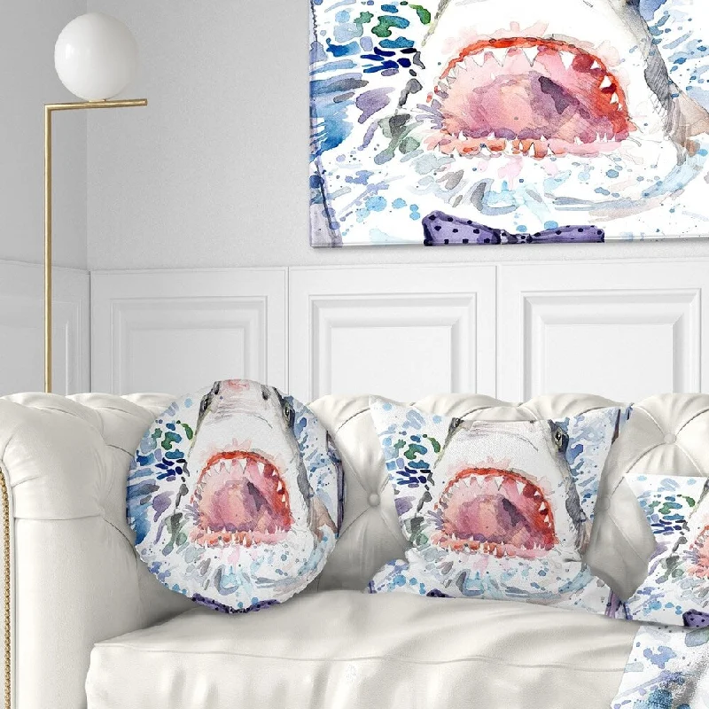 Designart 'Hungry Shark Illustration' Animal Throw Pillow