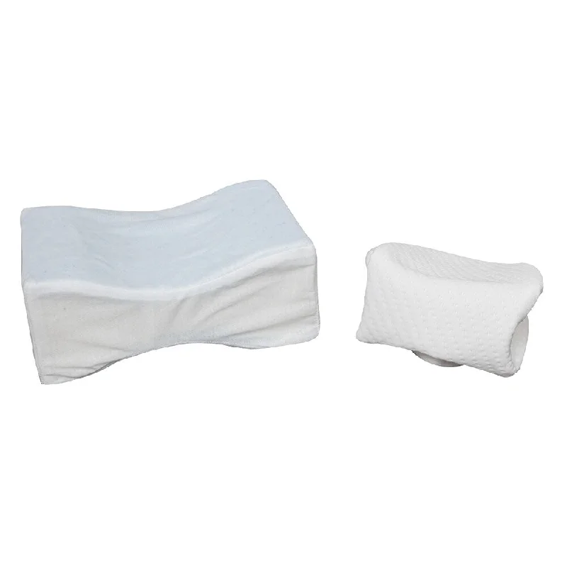 Double-sided Grooved Memory Foam Leg Support Pillow - White