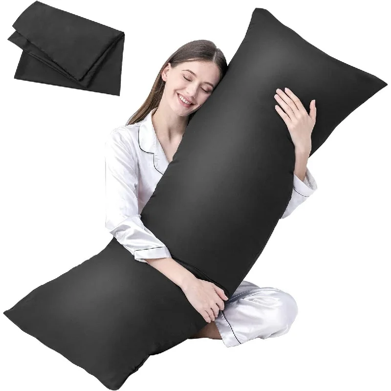 Full Body Pillow Insert with Fiber Cover, 20"x54" - Black