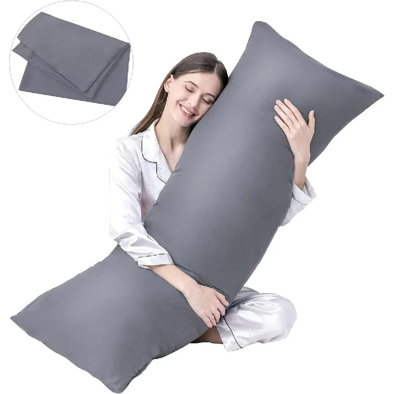 Full Body Pillow Insert with Fiber Cover, 20"x54" - Grey