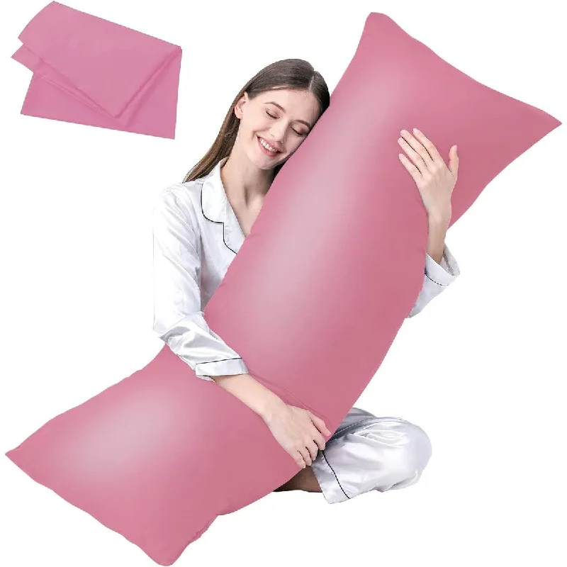 Full Body Pillow Insert with Fiber Cover, 20"x54" - Pink