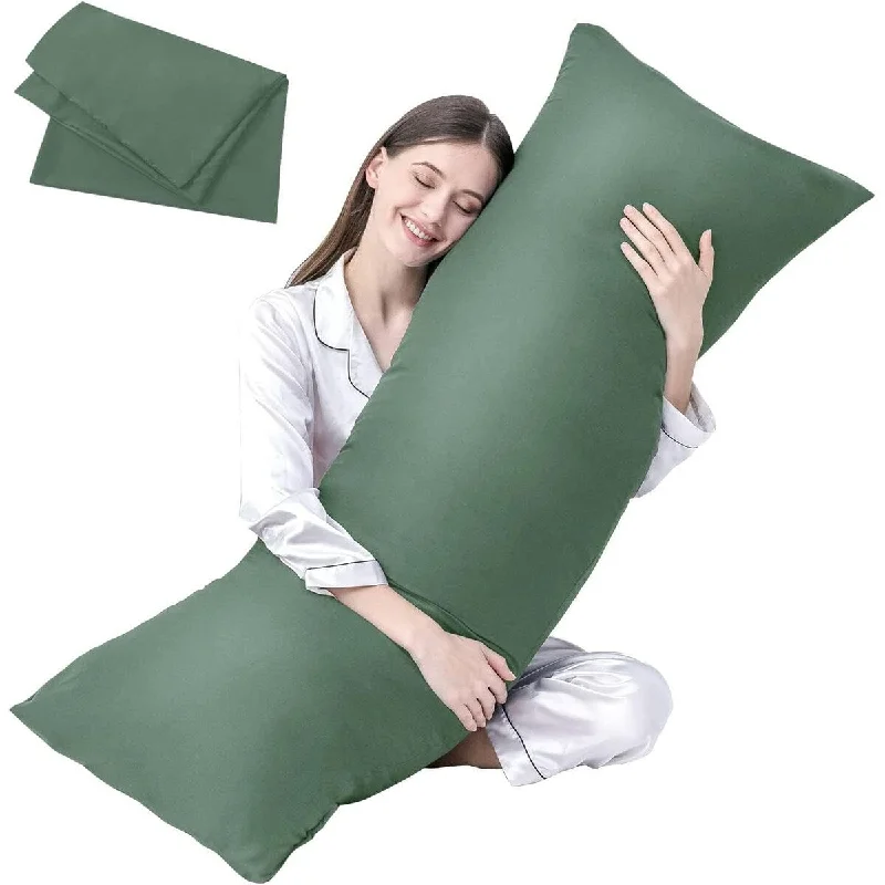 Full Body Pillow Insert with Fiber Cover, 20"x54" - Sage Green