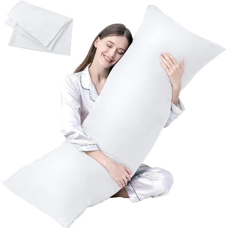 Full Body Pillow Insert with Fiber Cover, 20"x54" - White