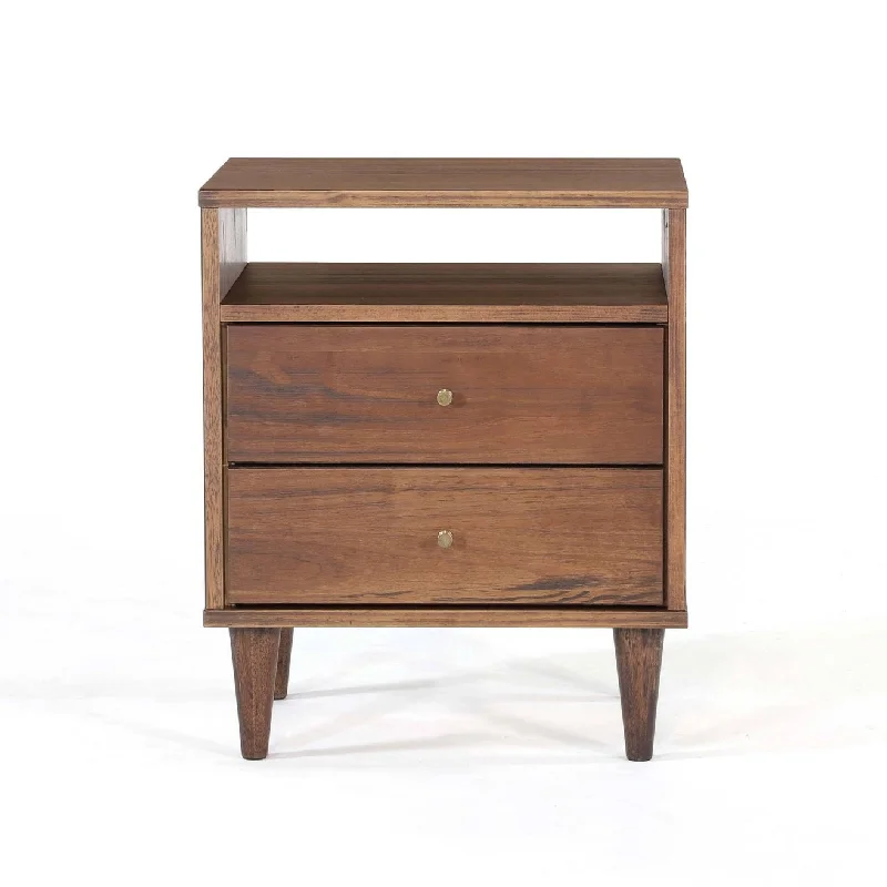 Grain Wood Furniture Mid Century Two-Drawer Nightstand