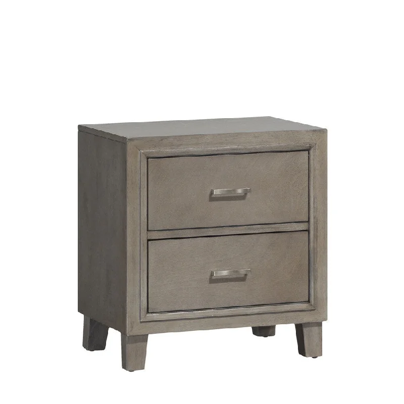 Grey 2-Drawer Nightstand