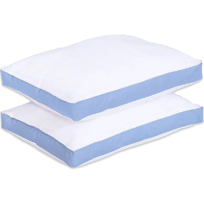 Gusseted Pillow Set of 2 Queen for Side & Back Sleepers - Blue