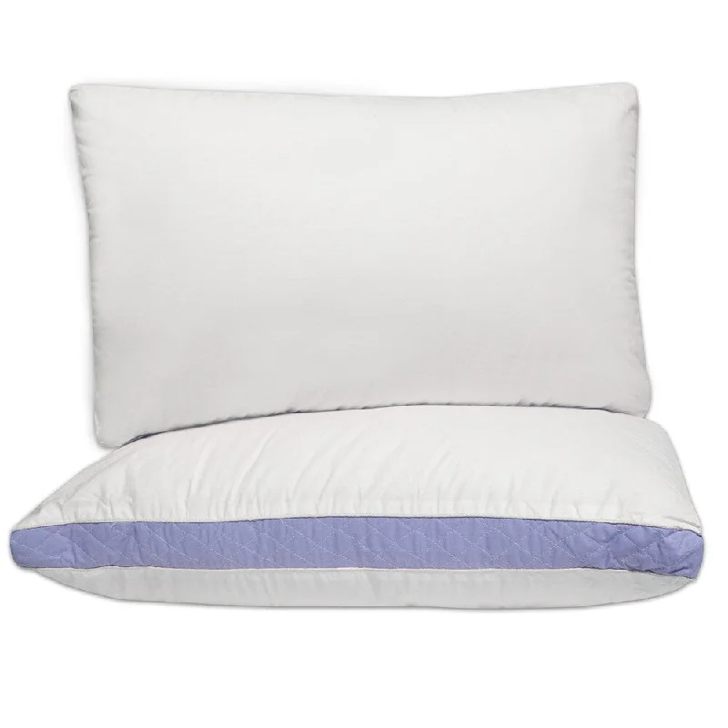 Hypo-Allergenic Extra Firm Cotton Pillows with 2-Inch Quilted Gusset (Set of 2) - White