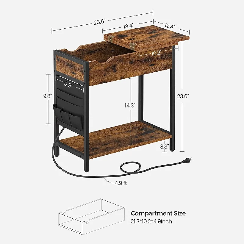 Industrial nightstand with Power Outlet