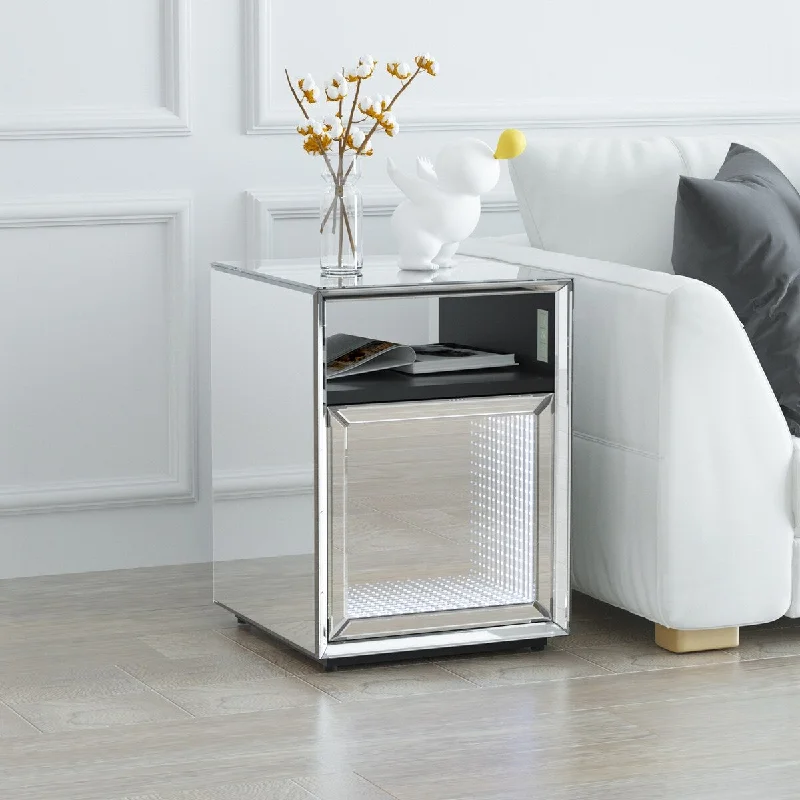 LED Silver Nightstand