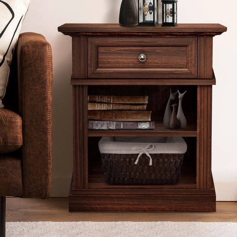 Mason Single Drawer Double Shelf Nightstand