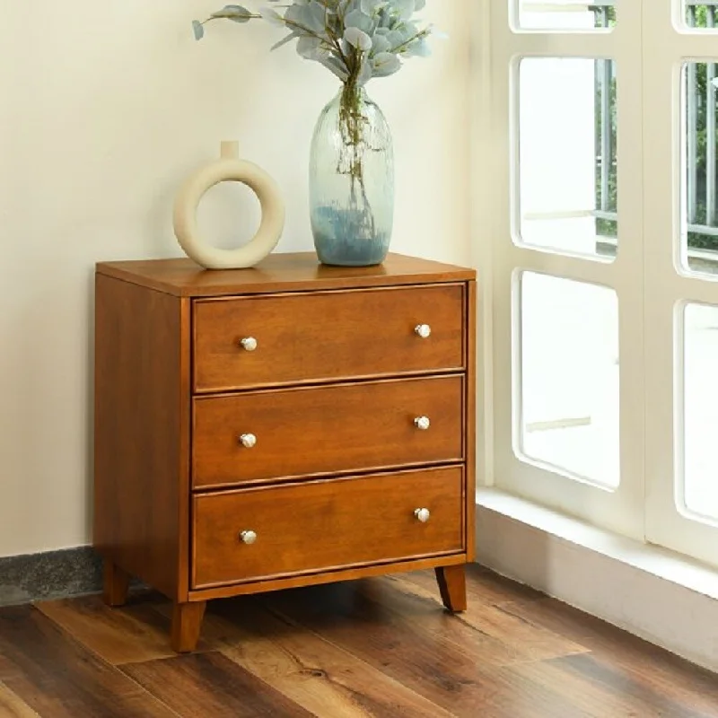 Mid-century Multifunctional Nightstand with 3 Drawers