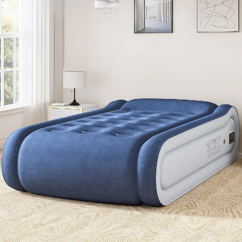 Moasis Queen 17 Inch Inflatable Mattress with Integrated Pillow