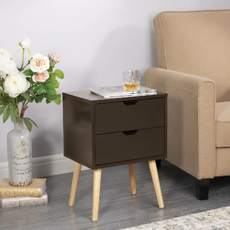 Modern Nightstand with Two Storage Drawers