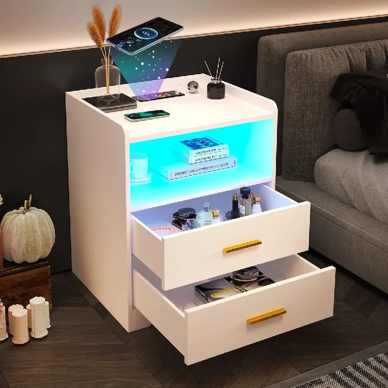 Nightstand with Charging Station and RGB 15.7"D x 17.7"W x 22.8"H