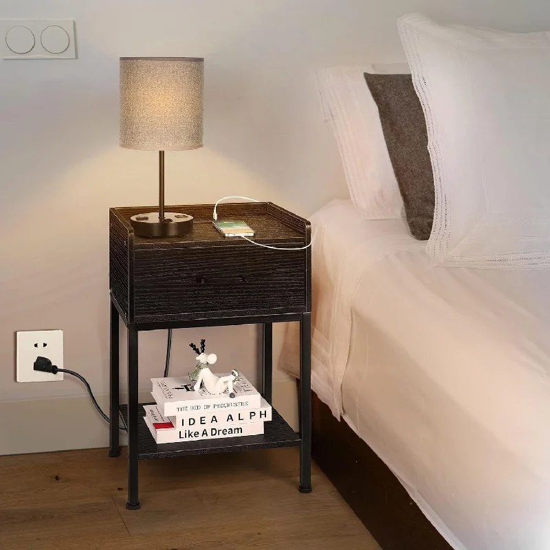 Nightstand with Charging Station and USB Ports