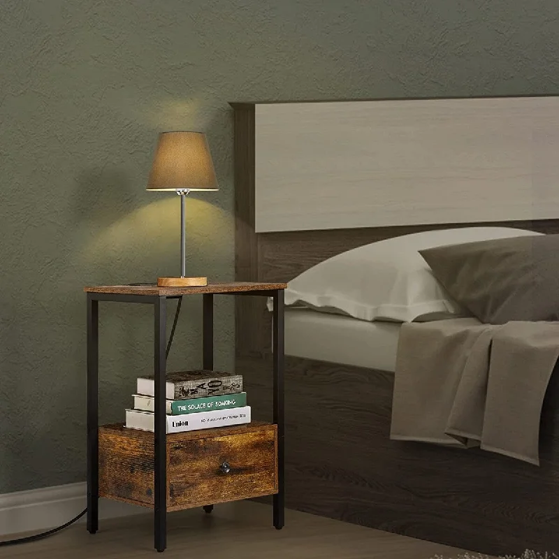 Nightstand with Charging Station, USB Ports & Power Outlets