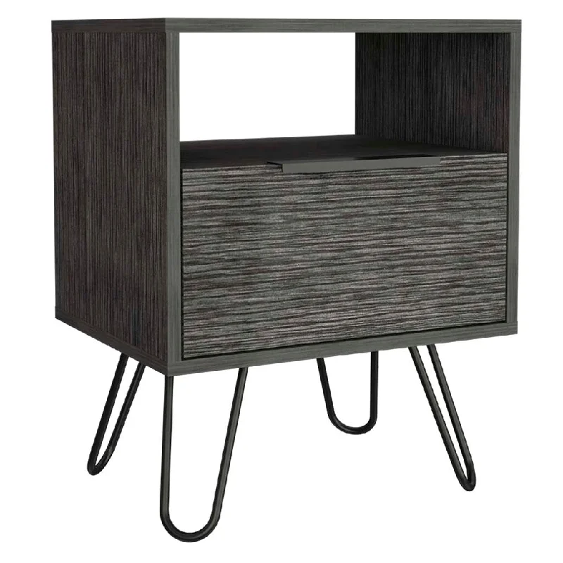 Nightstand with Single Drawer, Hairpin Legs