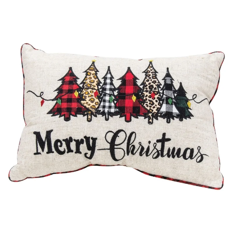 Patchwork Tree Merry Christmas Pillow