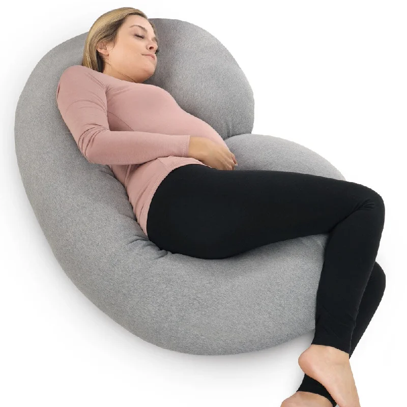 PharMeDoc Pregnancy C-shaped Body Pillow with Soft Jersey Cover