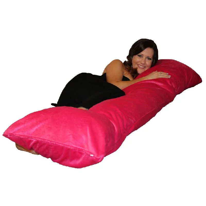 Pink Velour Memory Foam Ribbon Body Pillow