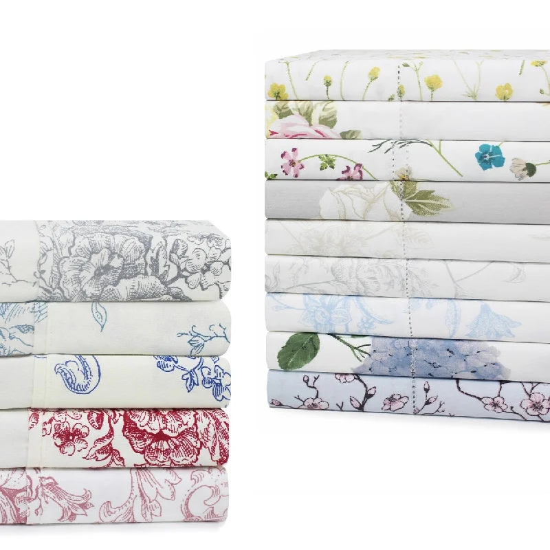 Printed Floral Design Cotton Collection Sheet Set and Pillowcases