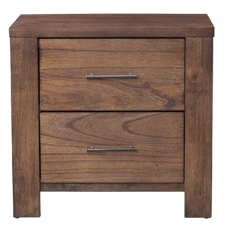 Progressive Brayden Brown Rubberwood and MDF 2-drawer Nightstand