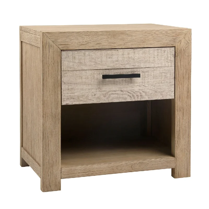 Roux Single Drawer Pine Wood Nightstand, Light Warm Wash