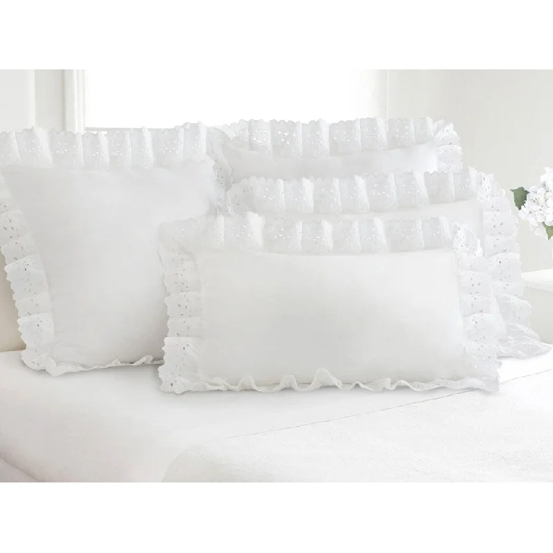 Ruffled Lauren Eyelet Cotton Blend Pillow Shams (Set of 2)