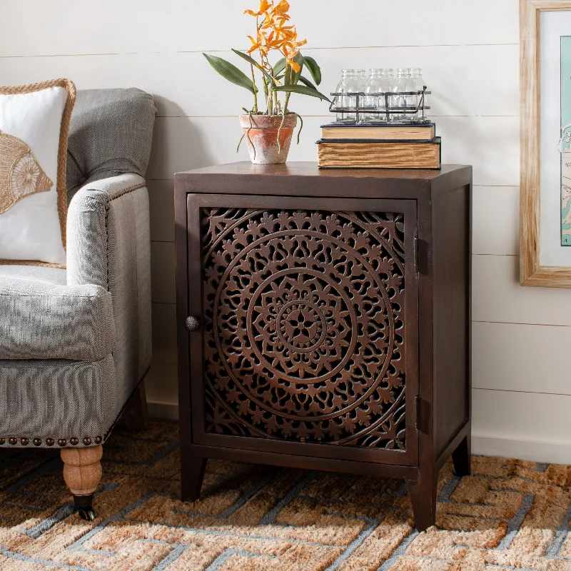 SAFAVIEH Shyann Single-Door Carved Nightstand