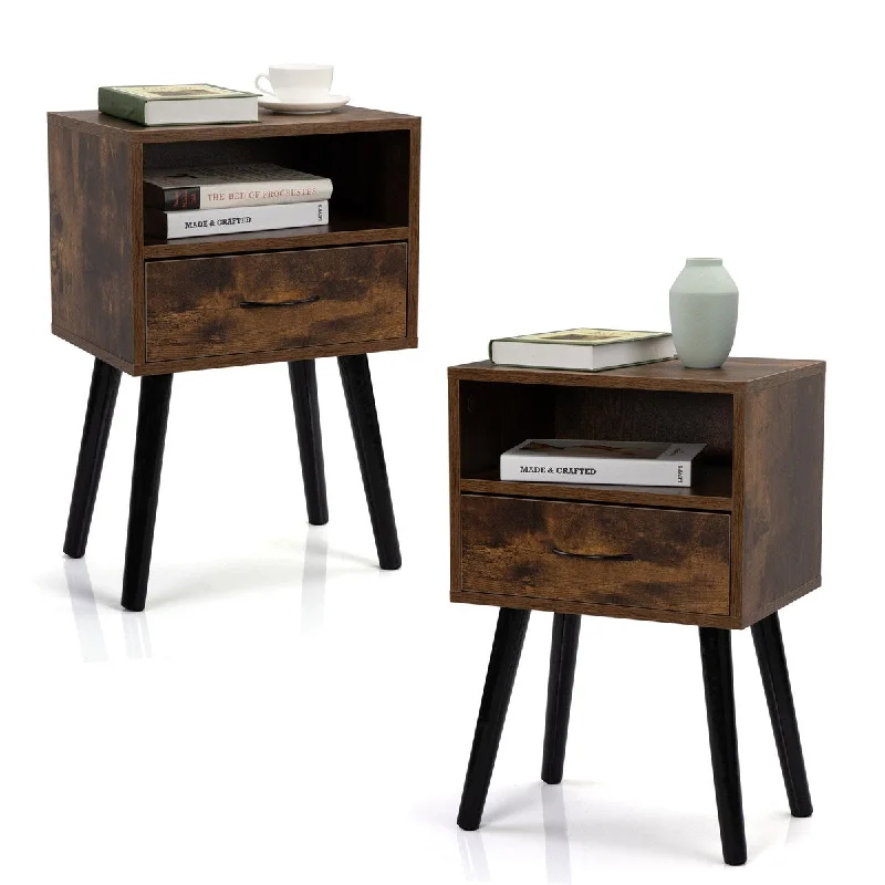 Set of 2 Mid Century Nightstand