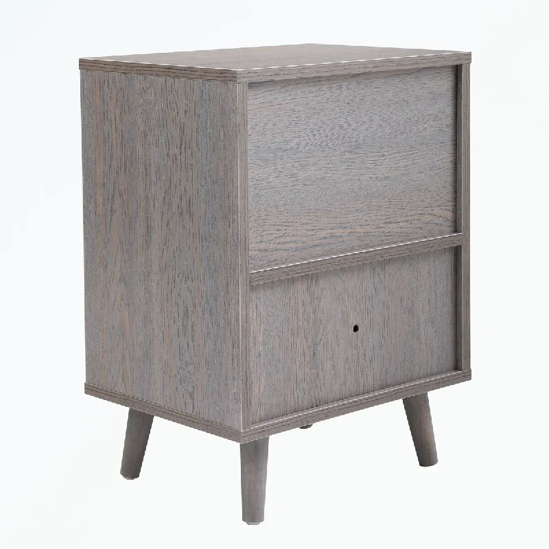 Set of 2 Nightstand with One Drawer and Storage Compartment