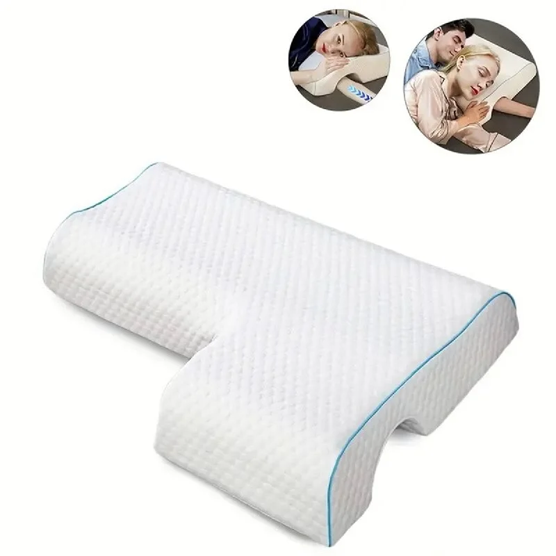 Shatex Arched Cuddle Pillow with Slow Rebound Memory Foam for Couples - Anti-Pressure Hand Pillow - White