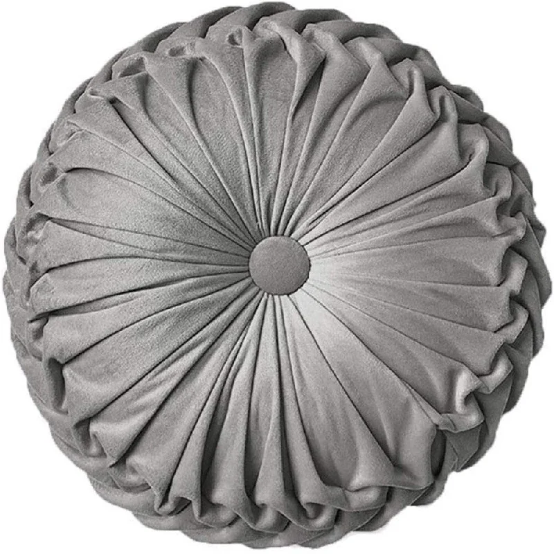 Shatex Gray Folded Round Pillow 13.4 in. x 13.4 in. - N/A