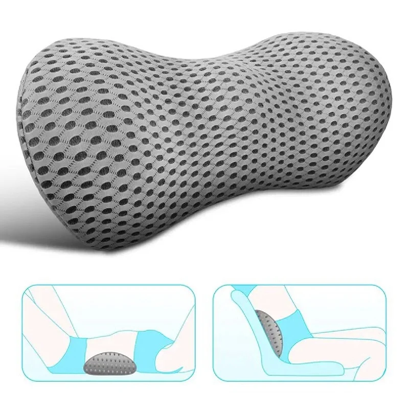 Shtex Memory Foam Lumbar Pillow For Low Back Pain Relief, Ergonomic Streamline Lumbar Pillow - Grey